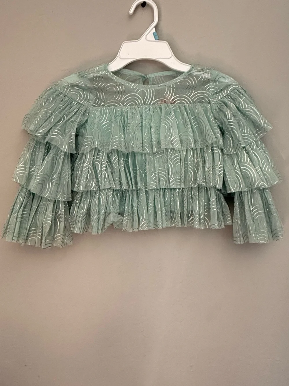 Tiered Ruffle Crop Top in Mint Green
